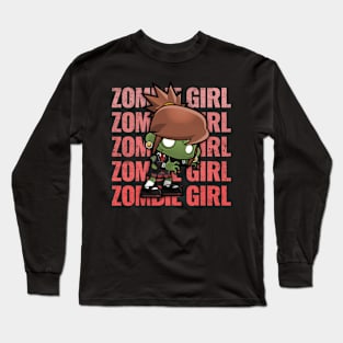 Zombie Girl Creepy Scary Kawaii Zombie Cute Halloween Outfit Long Sleeve T-Shirt